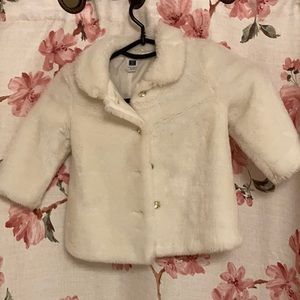 Janie and Jack Baby Girls' White Faux Fur Coat Size 18-24 months